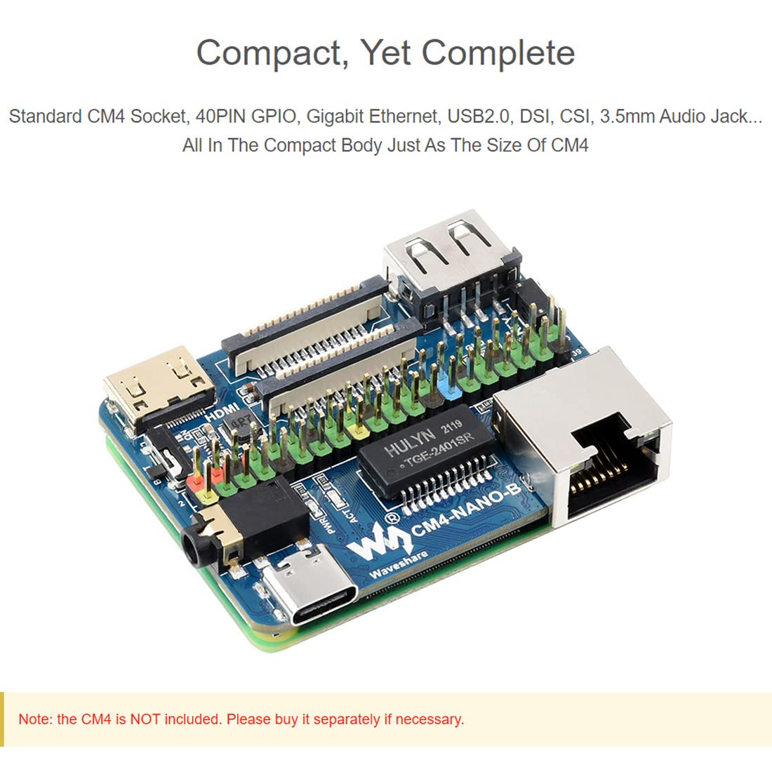 Foto 5 pulgar | Placa Base Nano Waveshare Para Raspberry Pi Compute Module 4 - Venta Internacional.