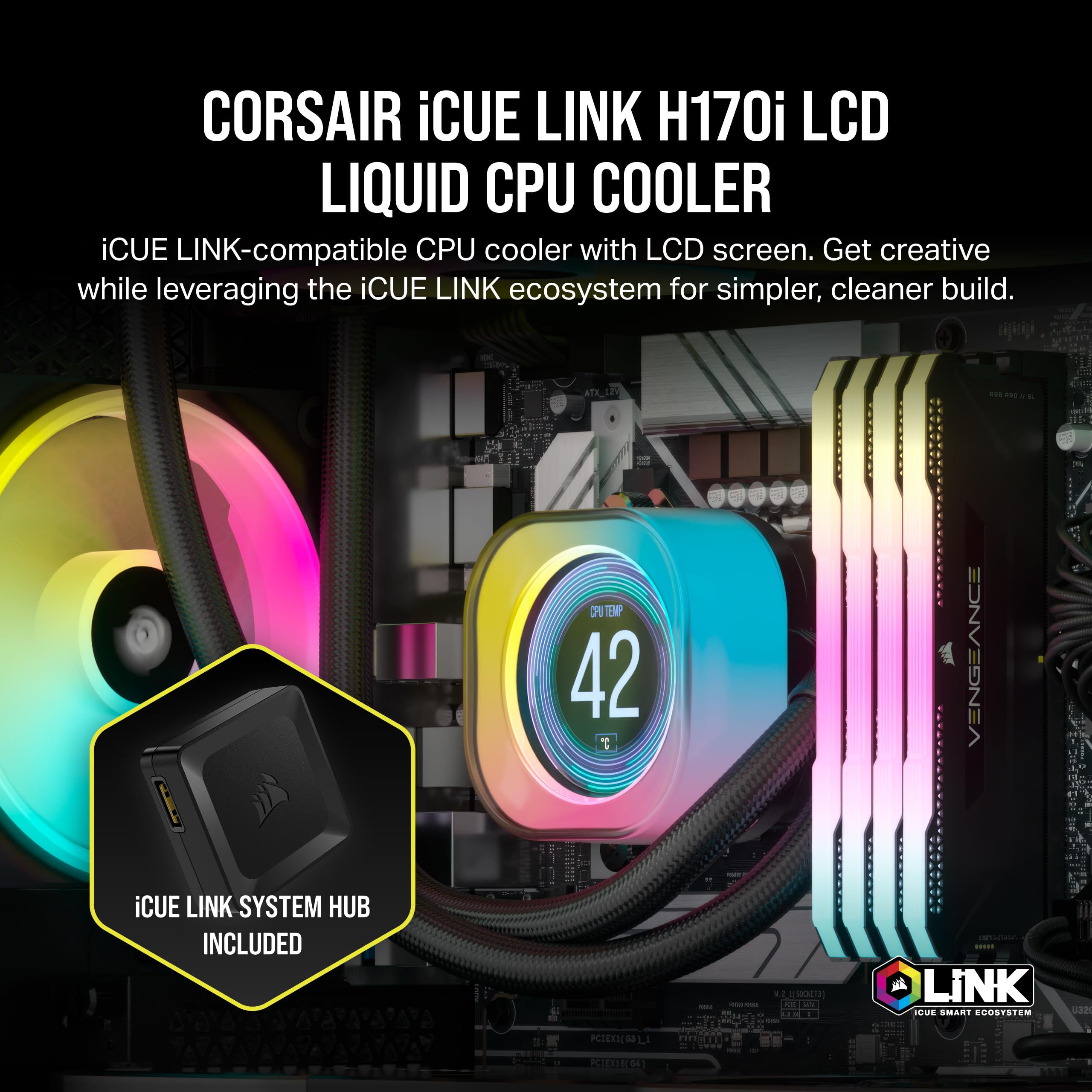 Foto 3 pulgar | Enfriador Líquido Para Cpu Corsair Icue Link H170i Lcd 420 Mm Aio - Venta Internacional.