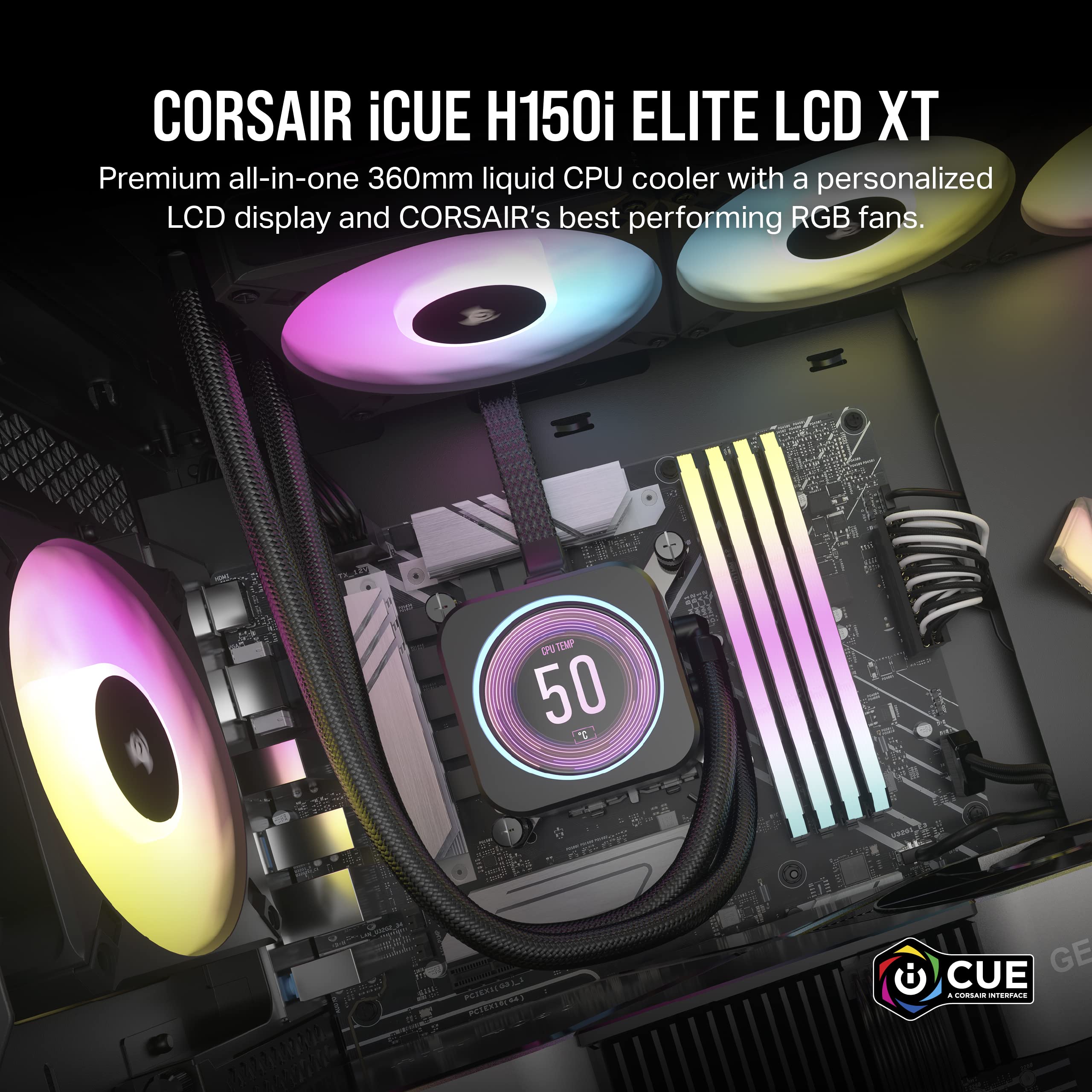 Foto 3 pulgar | Enfriador Líquido para Cpu Corsair Icue H150i Elite Lcd Xt 360 mm - Venta Internacional