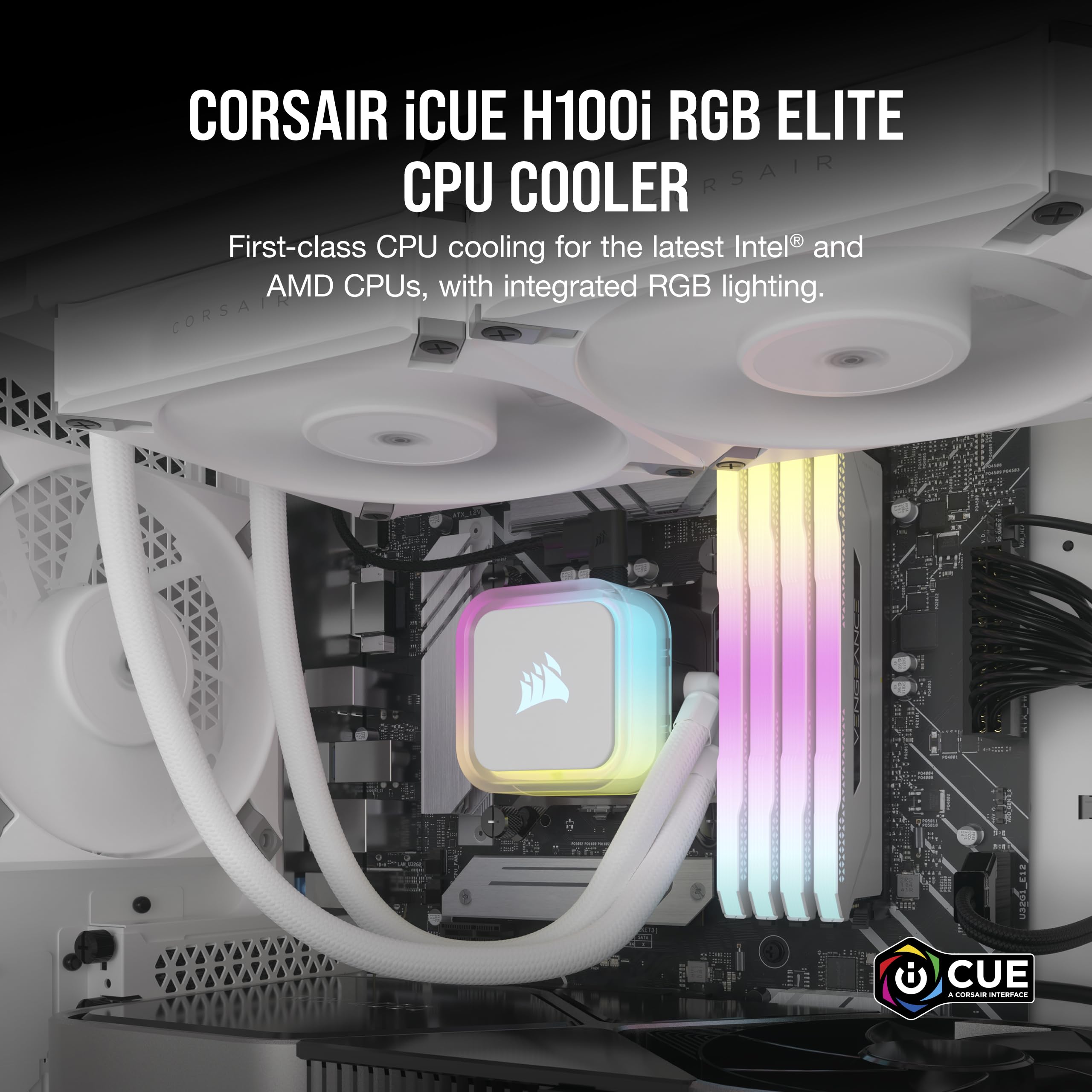 Foto 3 pulgar | Enfriador Líquido Para Cpu Corsair H100i Rgb Elite 240 Mm, Color Blanco - Venta Internacional.