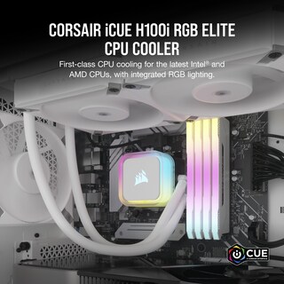 Foto 2 | Enfriador Líquido Para Cpu Corsair H100i Rgb Elite 240 Mm, Color Blanco - Venta Internacional.