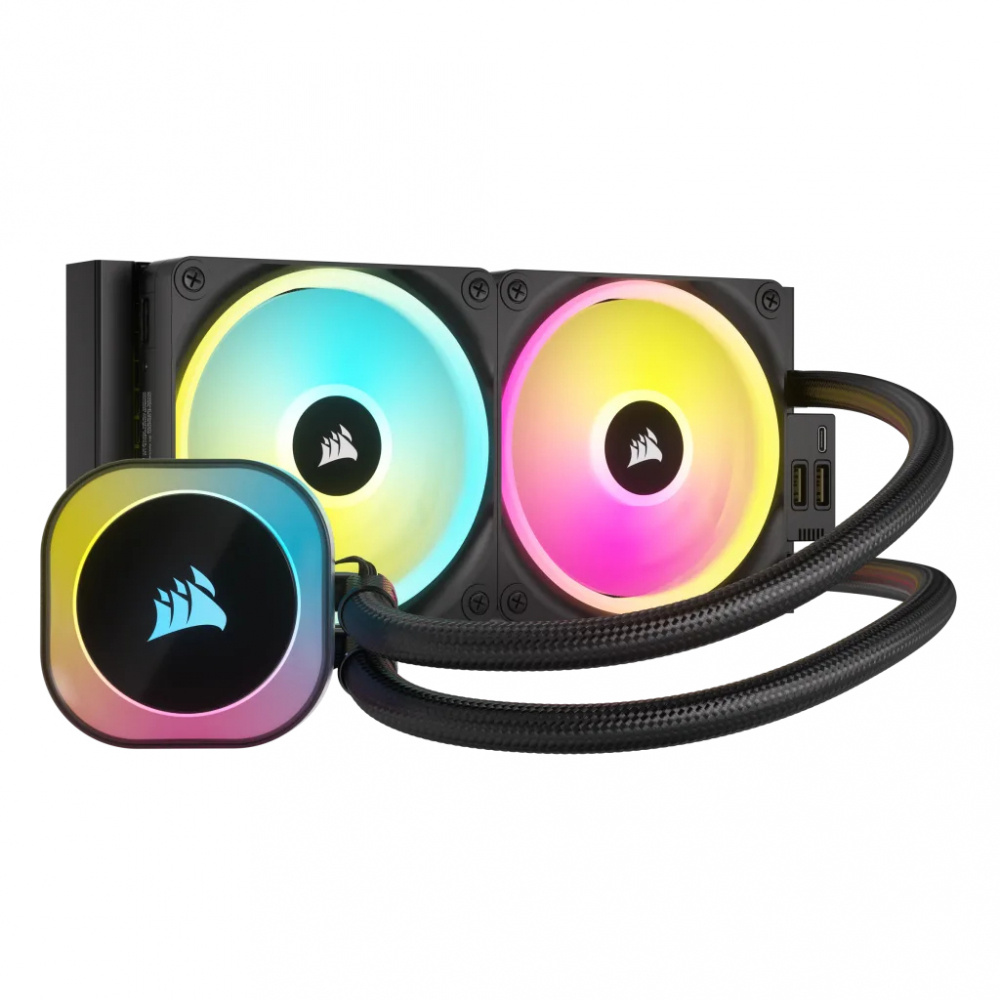 Corsair Icue Link H100i Rgb Aio Enfriamiento Líquido Para Cpu, 2x 120mm, 480-2400rpm, Negro