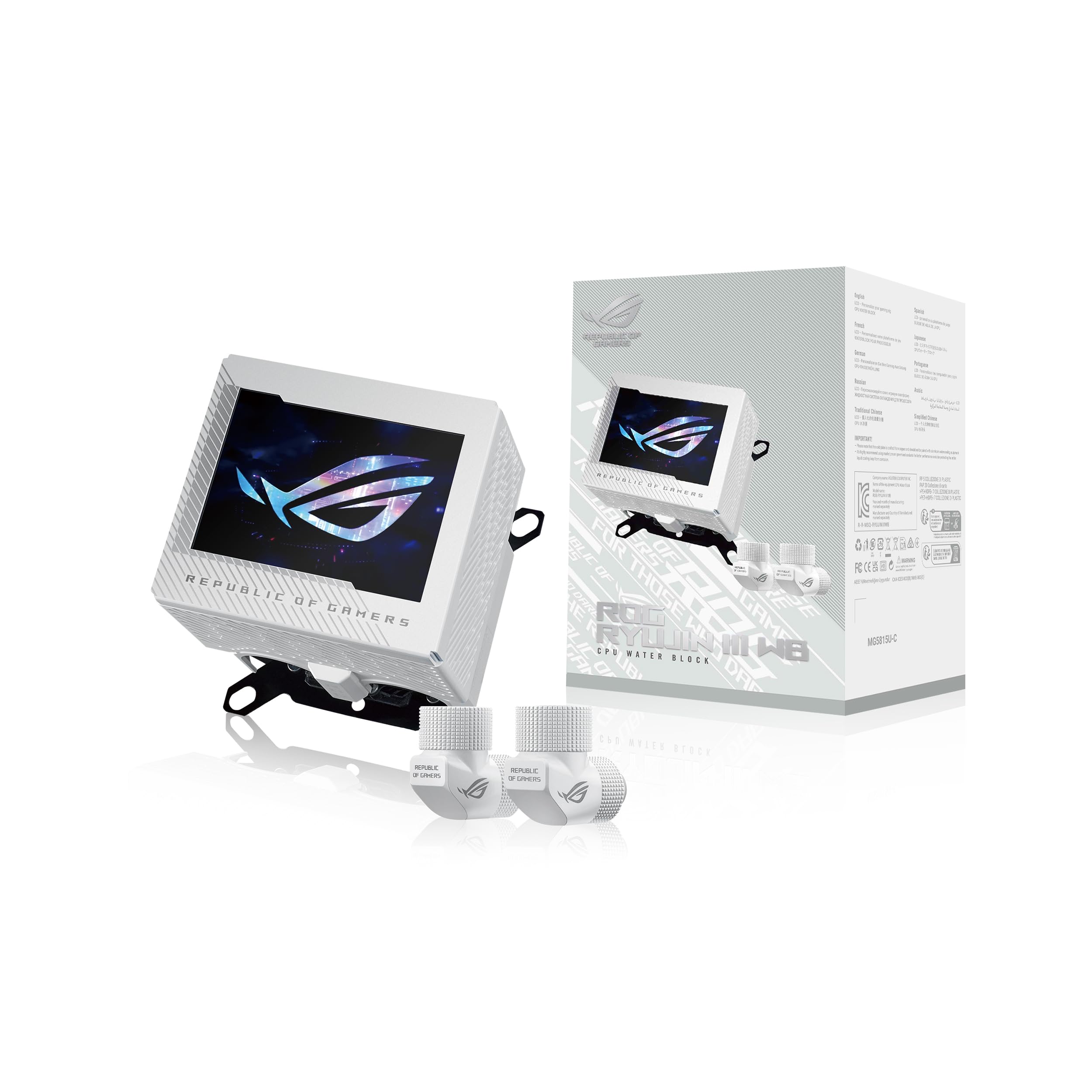 Bloque De Agua Para Cpu Asus Rog Ryujin Iii Wb Wht Para Intel Y Amd - Venta Internacional.