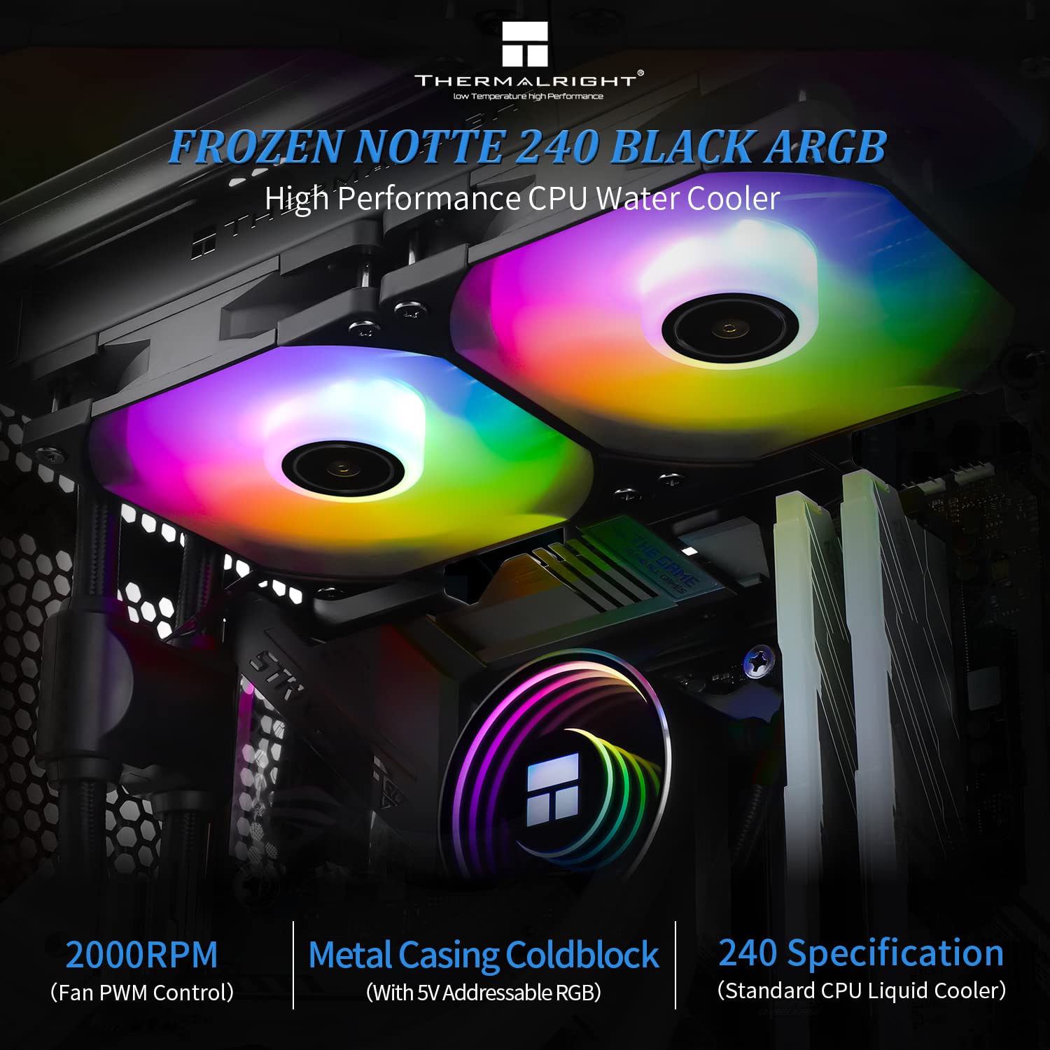 Foto 4 | Cpu Con Refrigeración Por Agua Thermalright Frozen Notte 240 Black Argb - Venta Internacional.