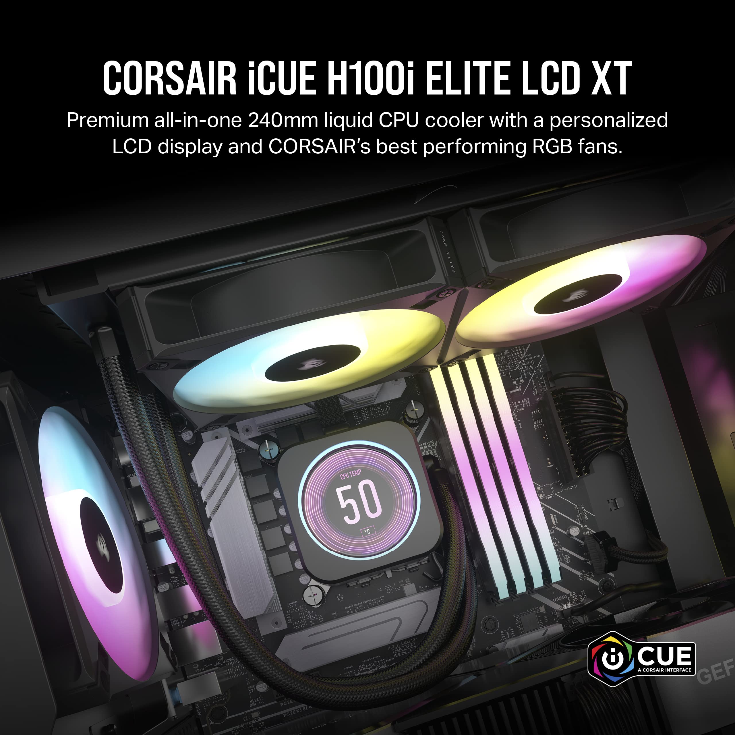 Foto 4 pulgar | Enfriador Líquido Para Cpu Corsair Icue H100i Elite Lcd Xt 240 Mm - Venta Internacional.