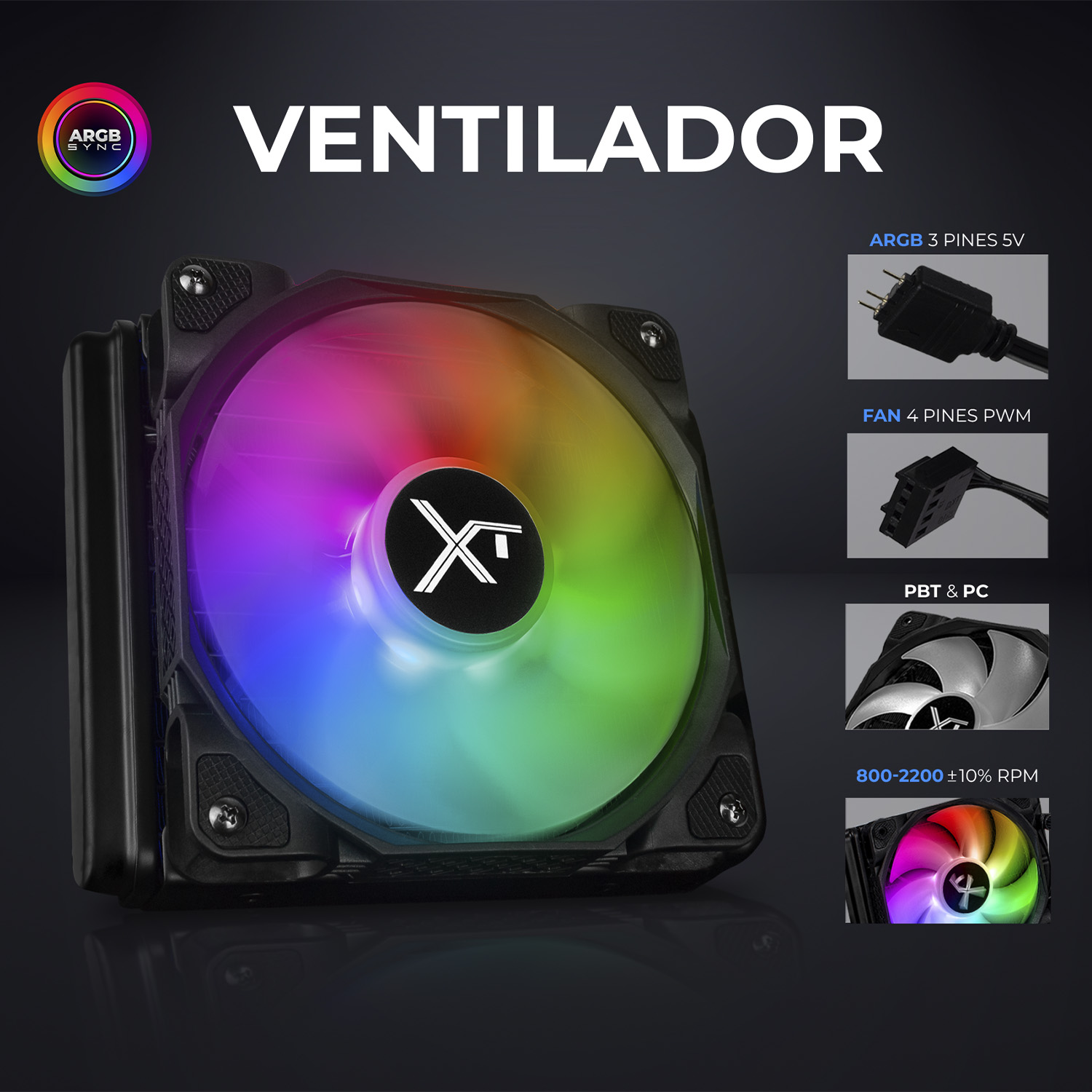Foto 6 pulgar | Enfriamiento Liquido Xtreme Pc Gaming Aqua Force 120mm Argb 800-2200 Rpm Negro
