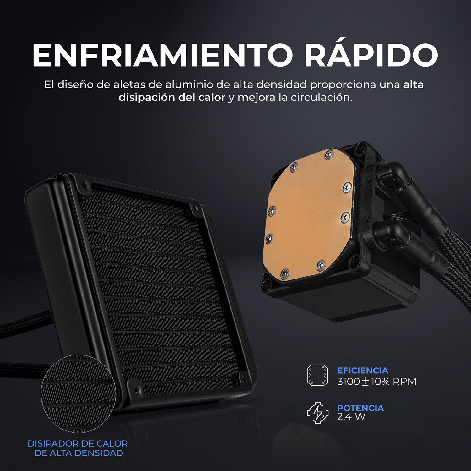 Foto 7 pulgar | Enfriamiento Liquido Xtreme Pc Gaming Aqua Force 120mm Argb 800-2200 Rpm Negro