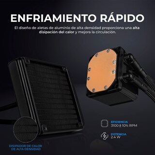 Foto 6 | Enfriamiento Liquido Xtreme Pc Gaming Aqua Force 120mm Argb 800-2200 Rpm Negro