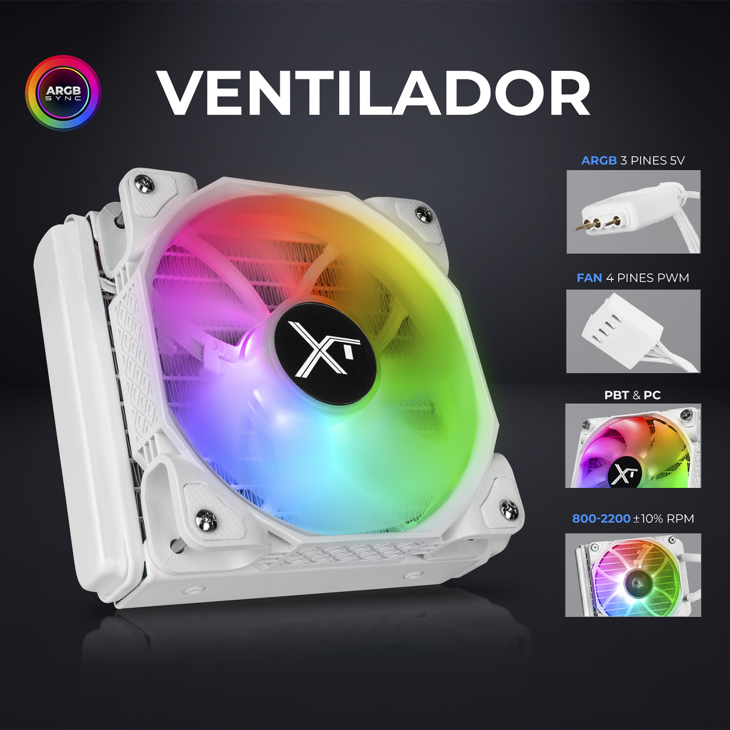 Foto 5 pulgar | Enfriamiento Liquido Xtreme Pc Gaming Aqua Force 120mm Argb 800-2200 Rpm Blanco