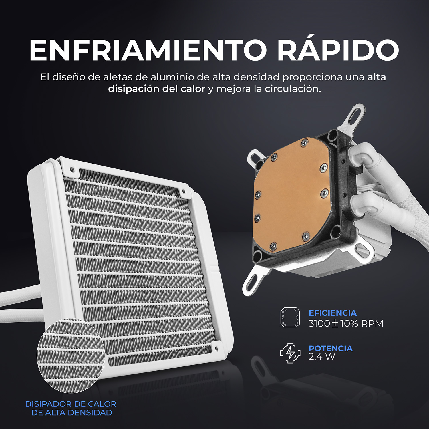 Foto 6 pulgar | Enfriamiento Liquido Xtreme Pc Gaming Aqua Force 120mm Argb 800-2200 Rpm Blanco