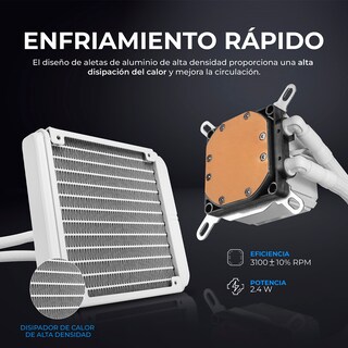 Foto 5 | Enfriamiento Liquido Xtreme Pc Gaming Aqua Force 120mm Argb 800-2200 Rpm Blanco