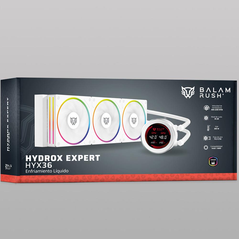 Foto 7 pulgar | Enfriamiento Liquido Balam Rush Hydrox Expert Hyx36 360mm Argb 4 Pines 2200 Rpm Tdp 3000w Lga1700 Am5 Display Blan