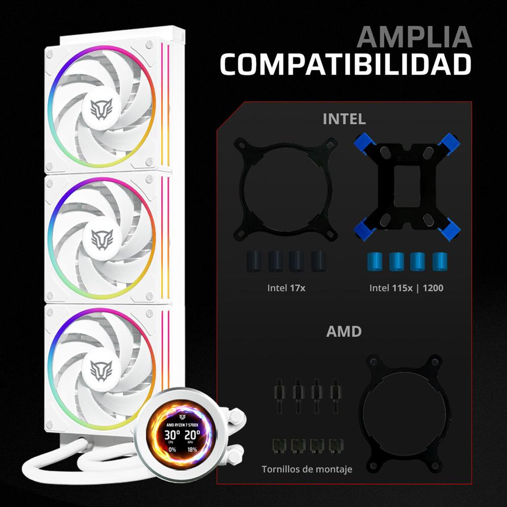 Foto 4 pulgar | Enfriamiento Liquido Balam Rush Hydrox Expert Level Hyx40 360mm Argb 4 Pines 2200 Rpm Tdp 300w Lga1700 Am5 Display