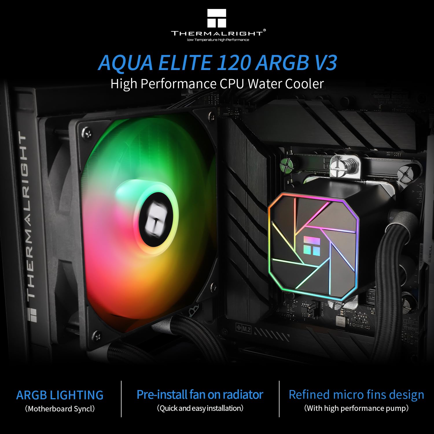 Foto 3 pulgar | Enfriador De Cpu Thermalright Aqua Elite 120 V3 120 Mm Líquido - Venta Internacional.