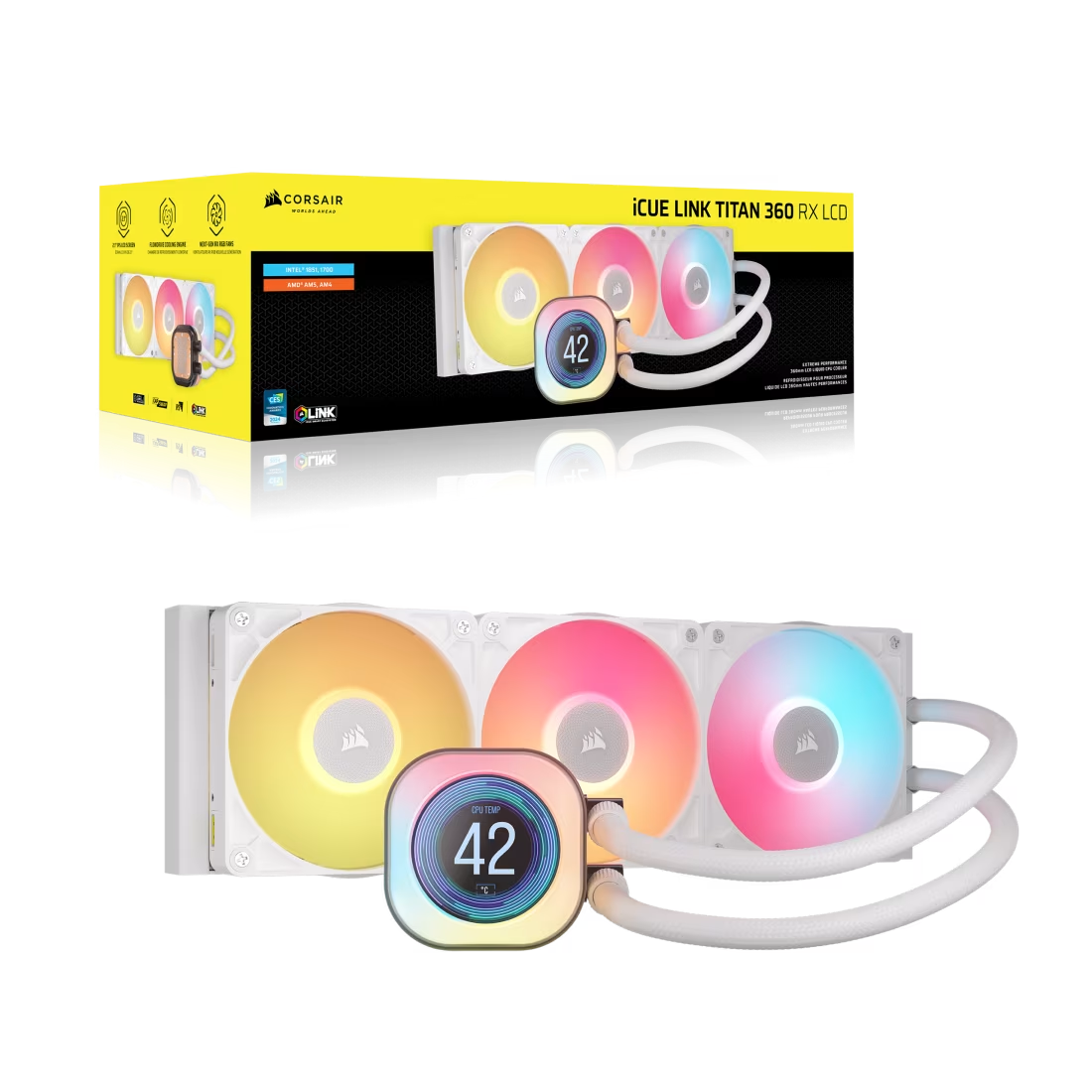 Foto 7 pulgar | Enfriamiento Corsair Icue Link Titan 360 Rx Lcd Rgb Blanco Lga 1851 Am5 Cw-9061026-ww