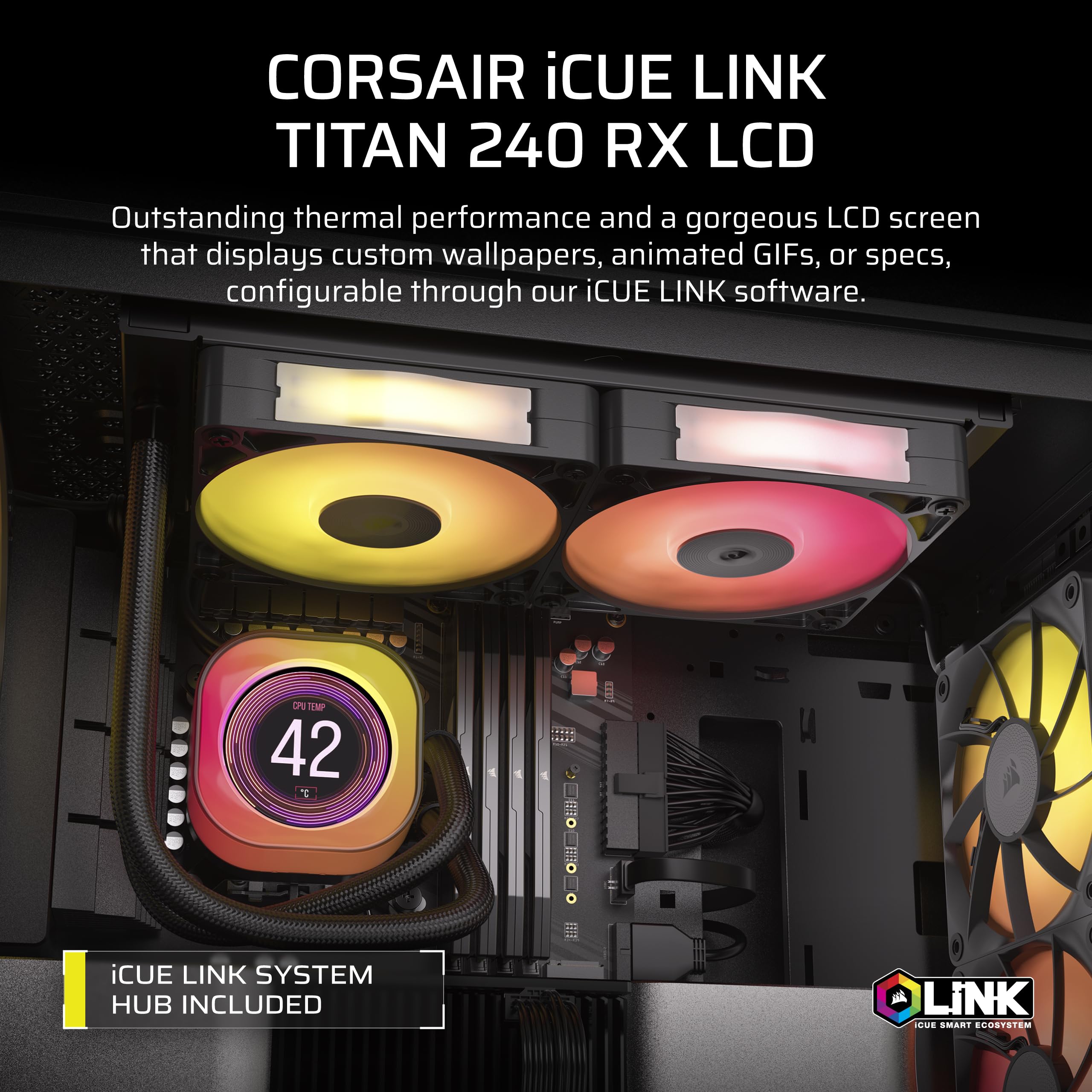 Foto 2 | Enfriador Líquido Para Cpu Corsair Icue Link Titan 240 Rx Lcd 240 Mm - Venta Internacional.