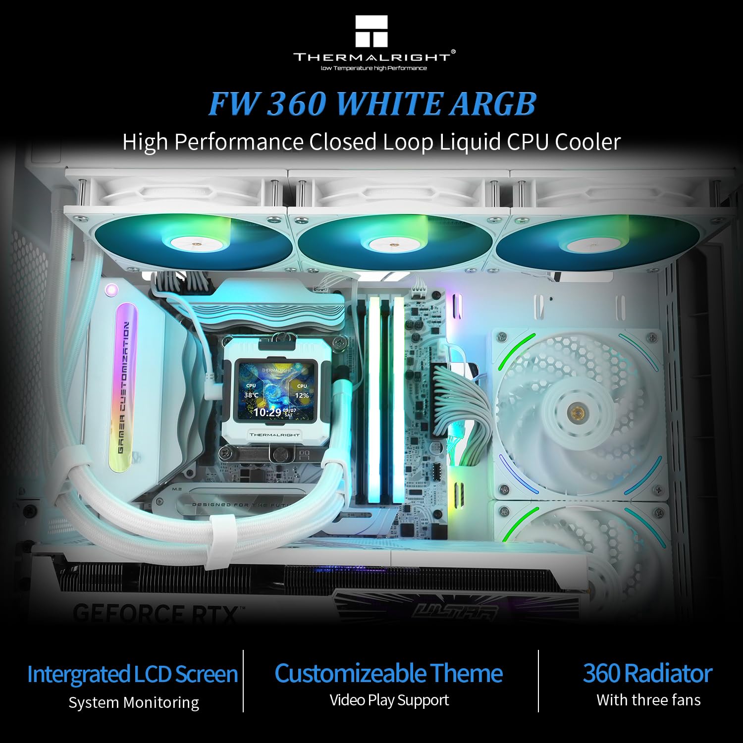 Foto 2 | Enfriador De Agua Para Cpu Thermalright Fw 360 Blanco Argb V2 360 Mm - Venta Internacional.