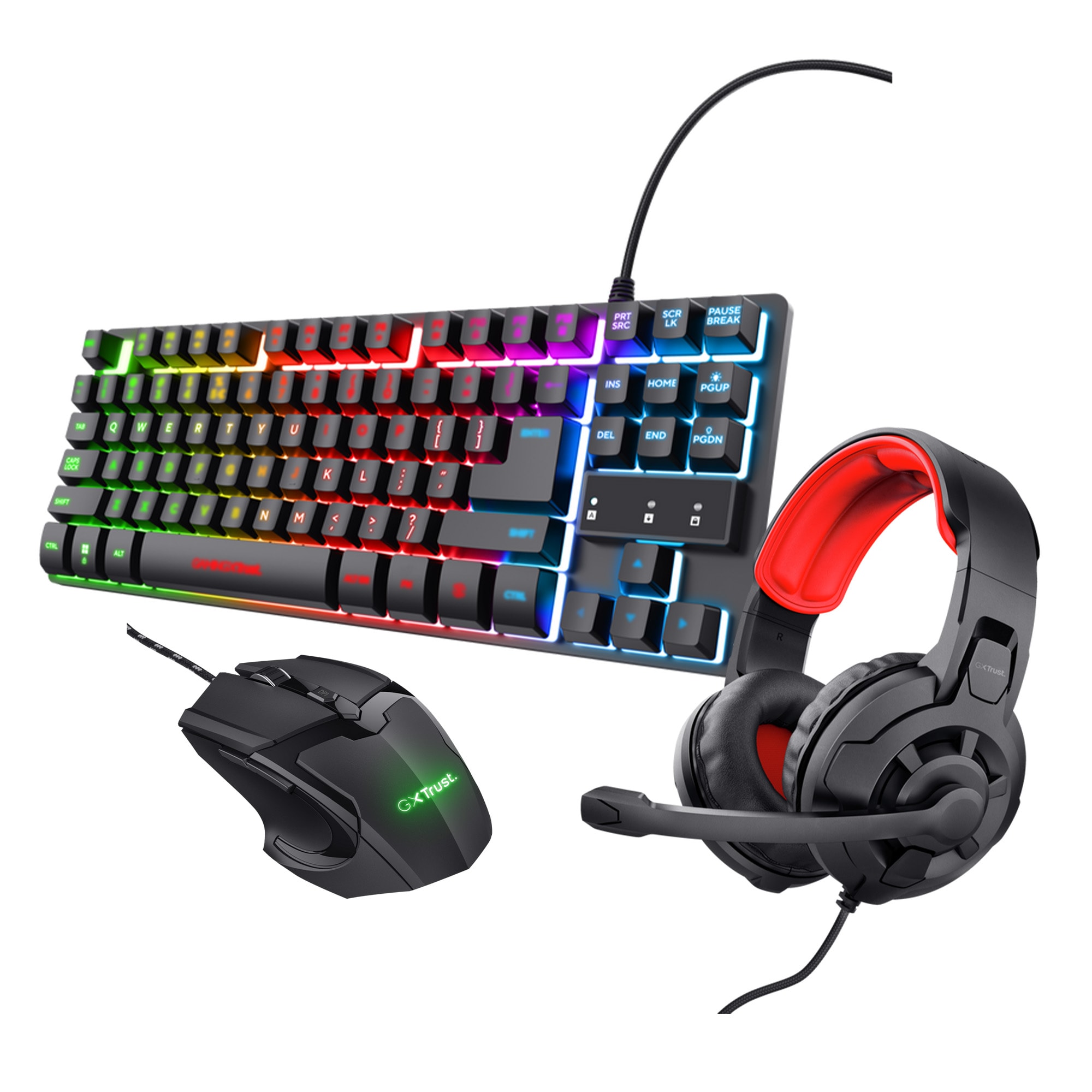 Kit Gaming Trus Teclado Led Usb + Diadema + Mouse Usb $1,429