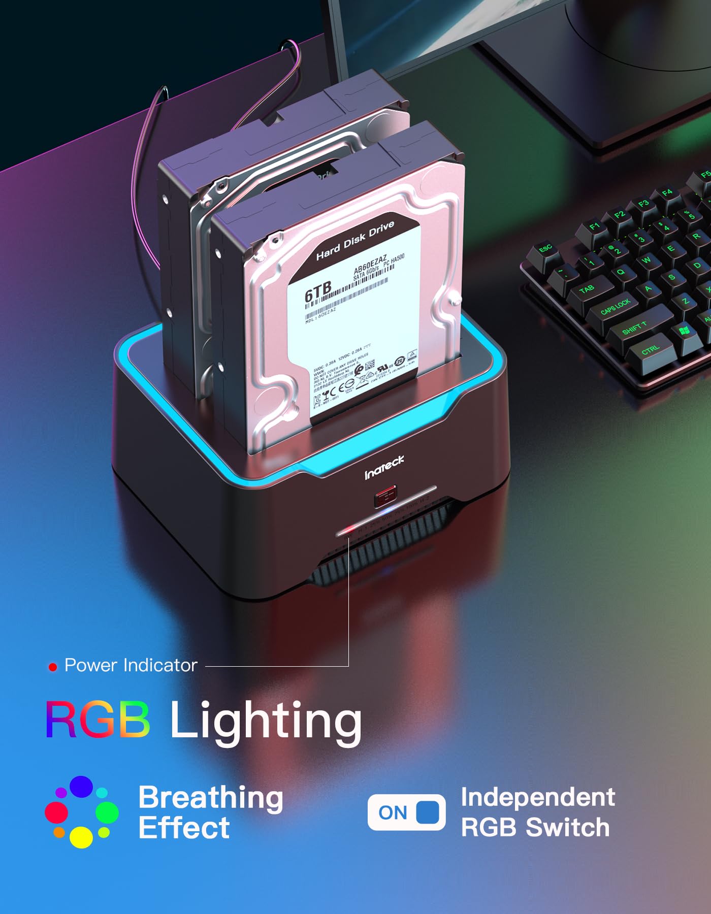 Foto 2 | Estación De Acoplamiento De Disco Duro Inateck Rgb Sata A Usb 3.0 - Venta Internacional.