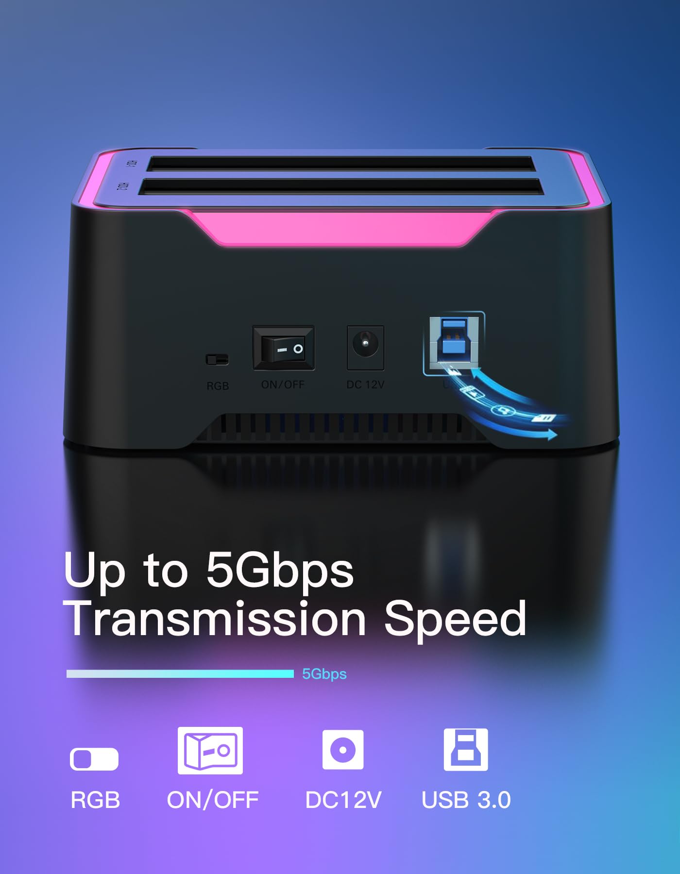 Foto 5 pulgar | Estación De Acoplamiento De Disco Duro Inateck Rgb Sata A Usb 3.0 - Venta Internacional.