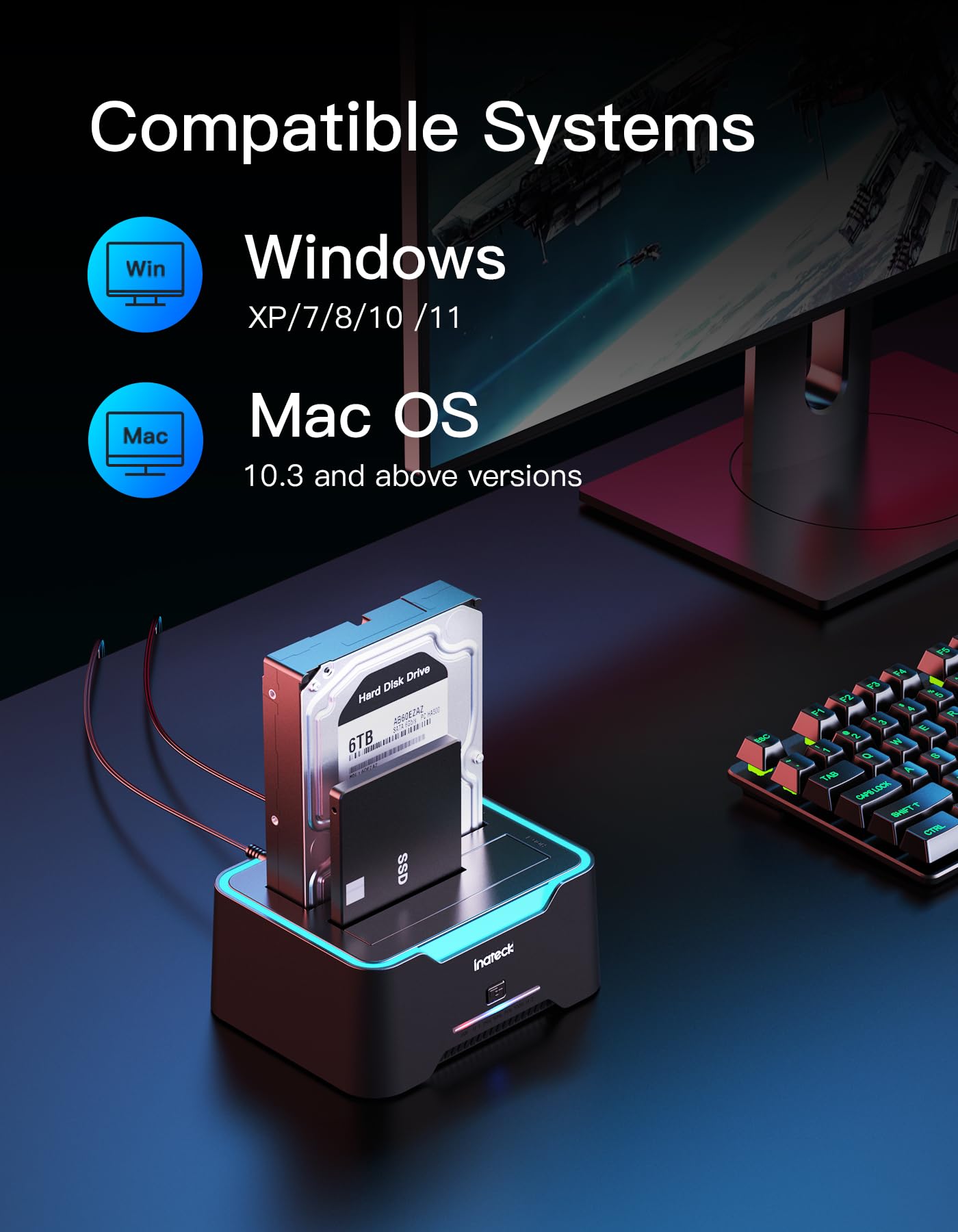 Foto 6 pulgar | Estación De Acoplamiento De Disco Duro Inateck Rgb Sata A Usb 3.0 - Venta Internacional.