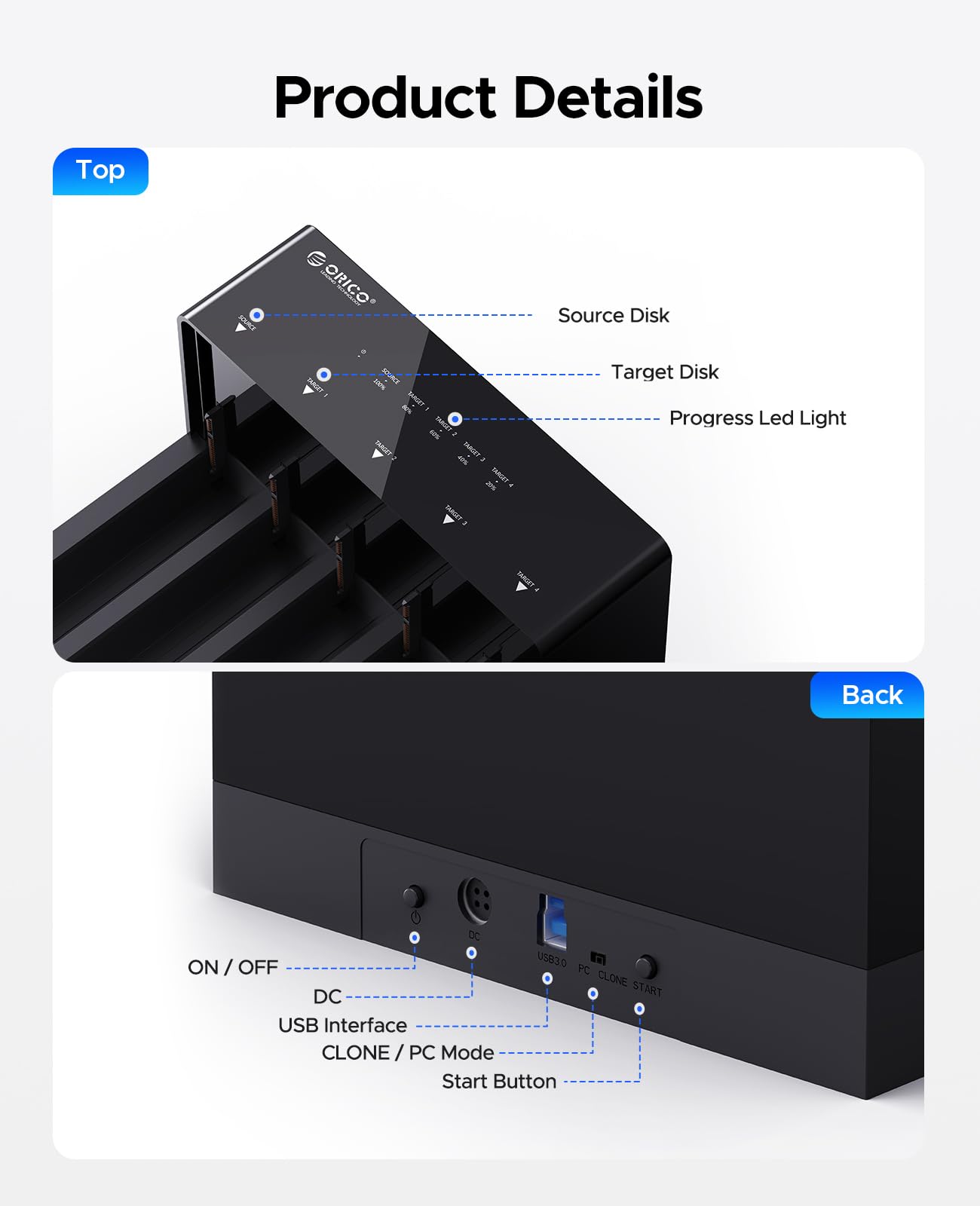 Foto 7 | Estación De Acoplamiento De Disco Duro Orico 6558us3-c 5 Bahías Usb 3.0 - Venta Internacional.