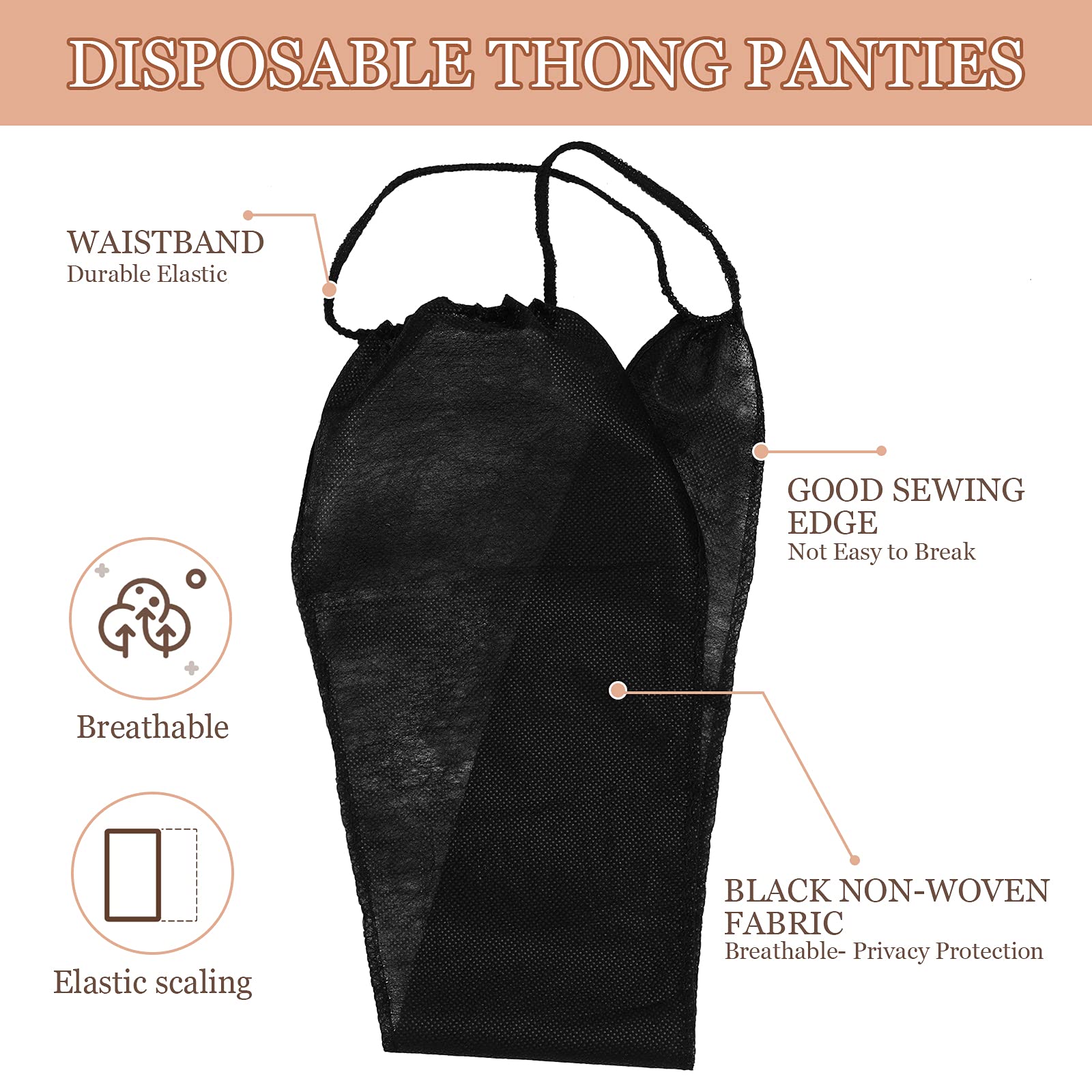 Foto 4 pulgar | Bragas Desechables Geyoga Para Mujer, 100 Piezas, Color Negro - Venta Internacional.