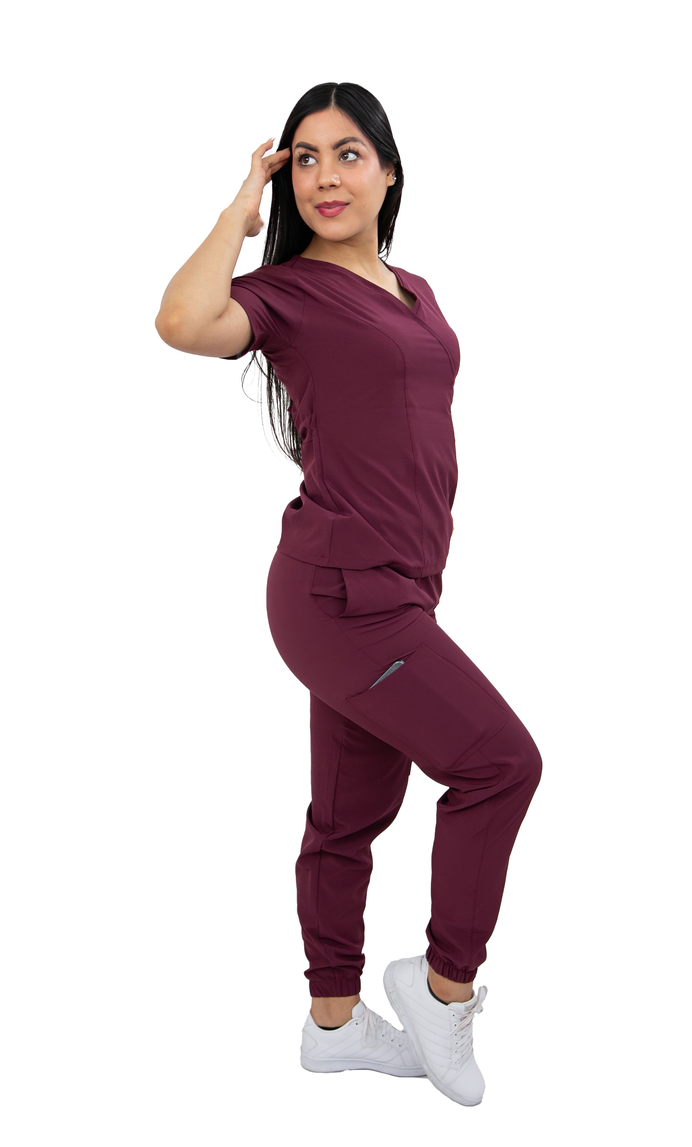 Foto 3 | Pijama Quirúrgica Jogger Gretel Vino para Mujer