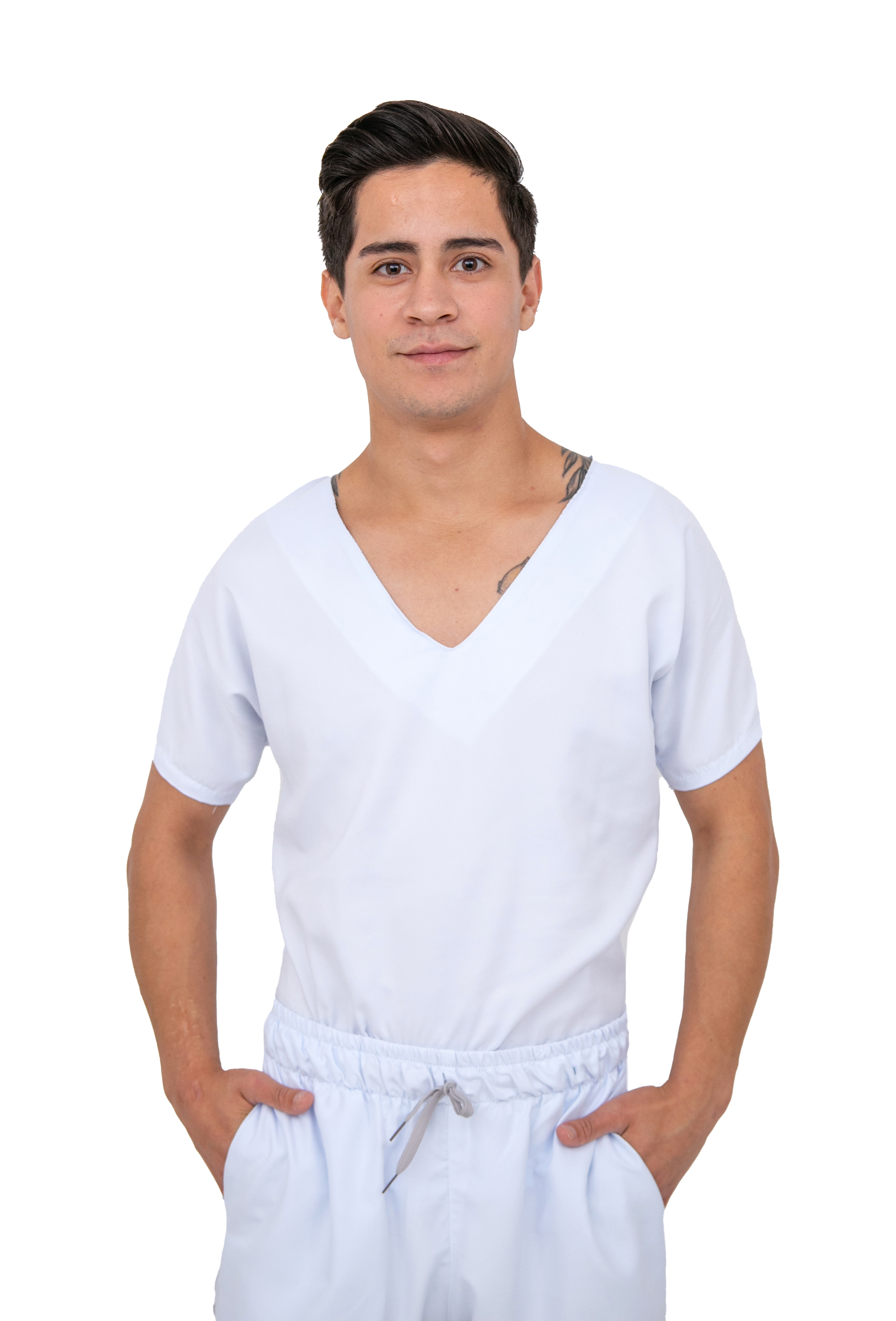 Foto 3 pulgar | Pijama Quirúrgica Jogger Blanca para Hombre