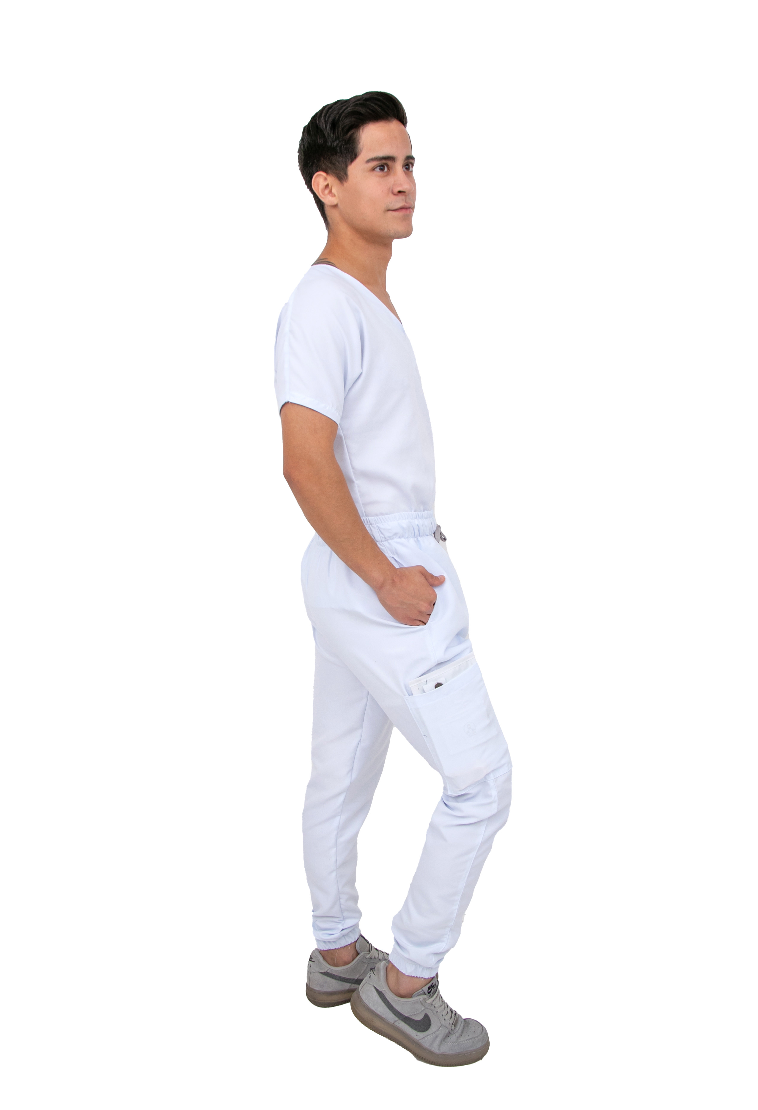 Foto 4 pulgar | Pijama Quirúrgica Jogger Blanca para Hombre