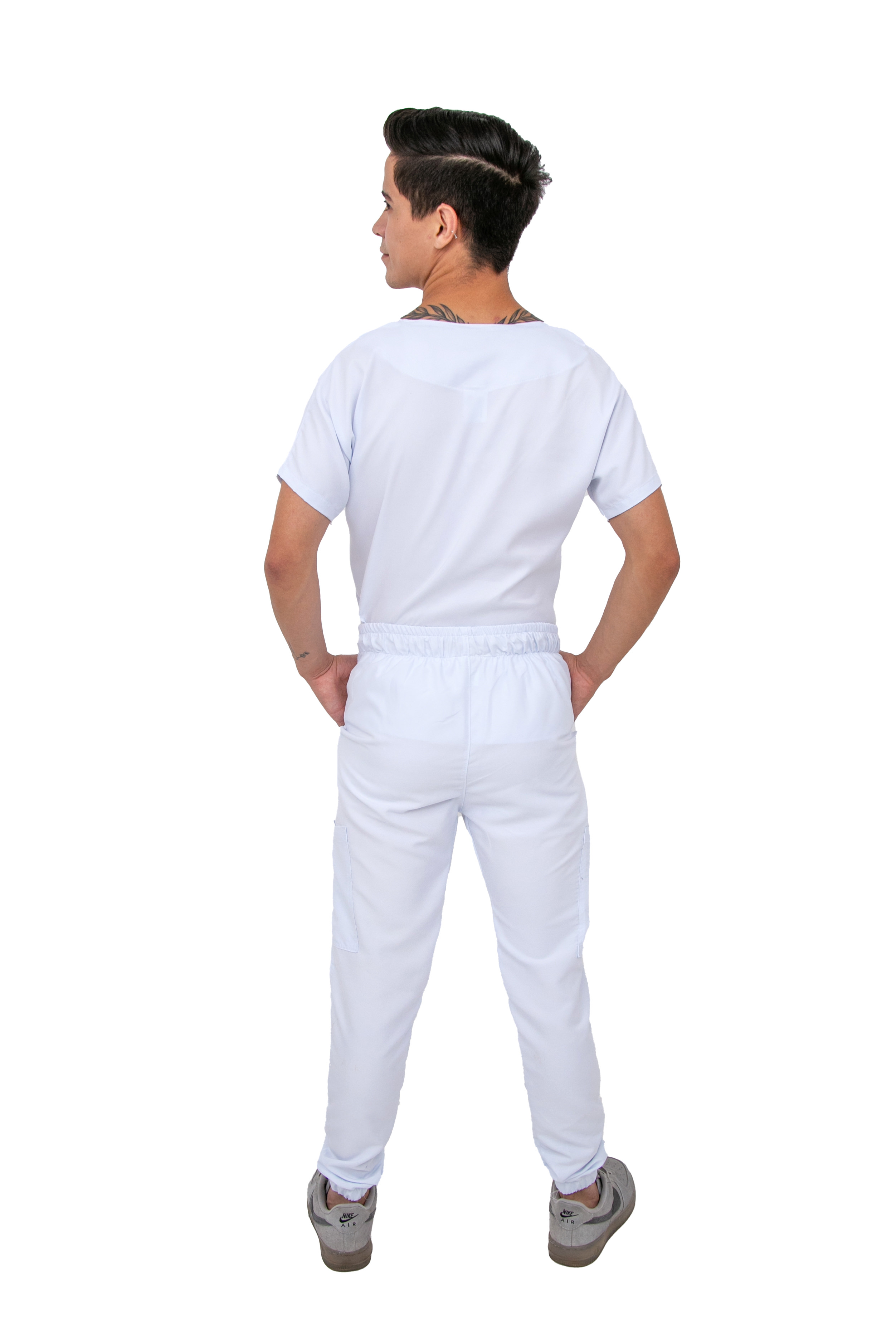 Foto 6 pulgar | Pijama Quirúrgica Jogger Blanca para Hombre