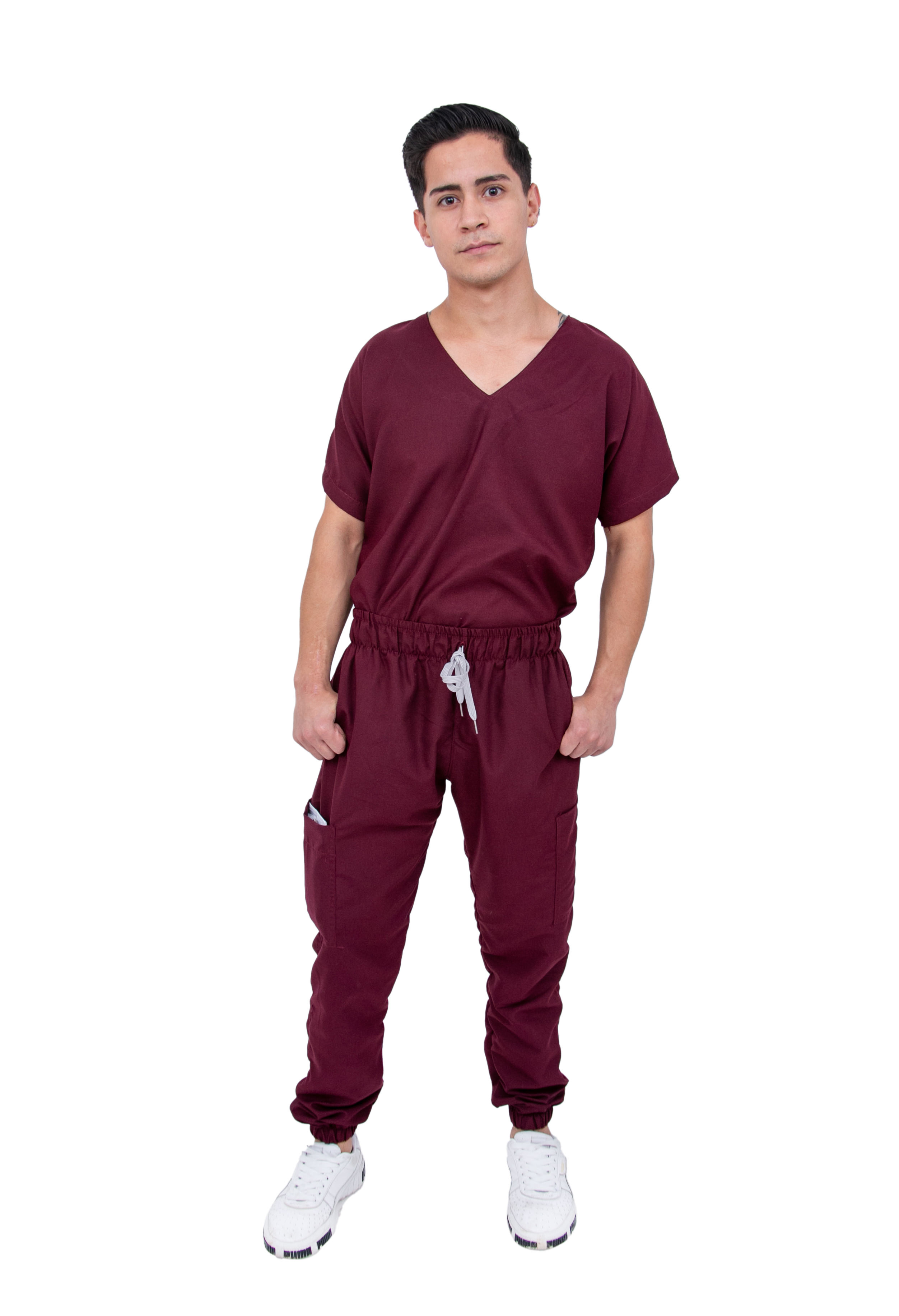 Foto 2 pulgar | Pijama Quirúrgica Jogger Vino para Hombre