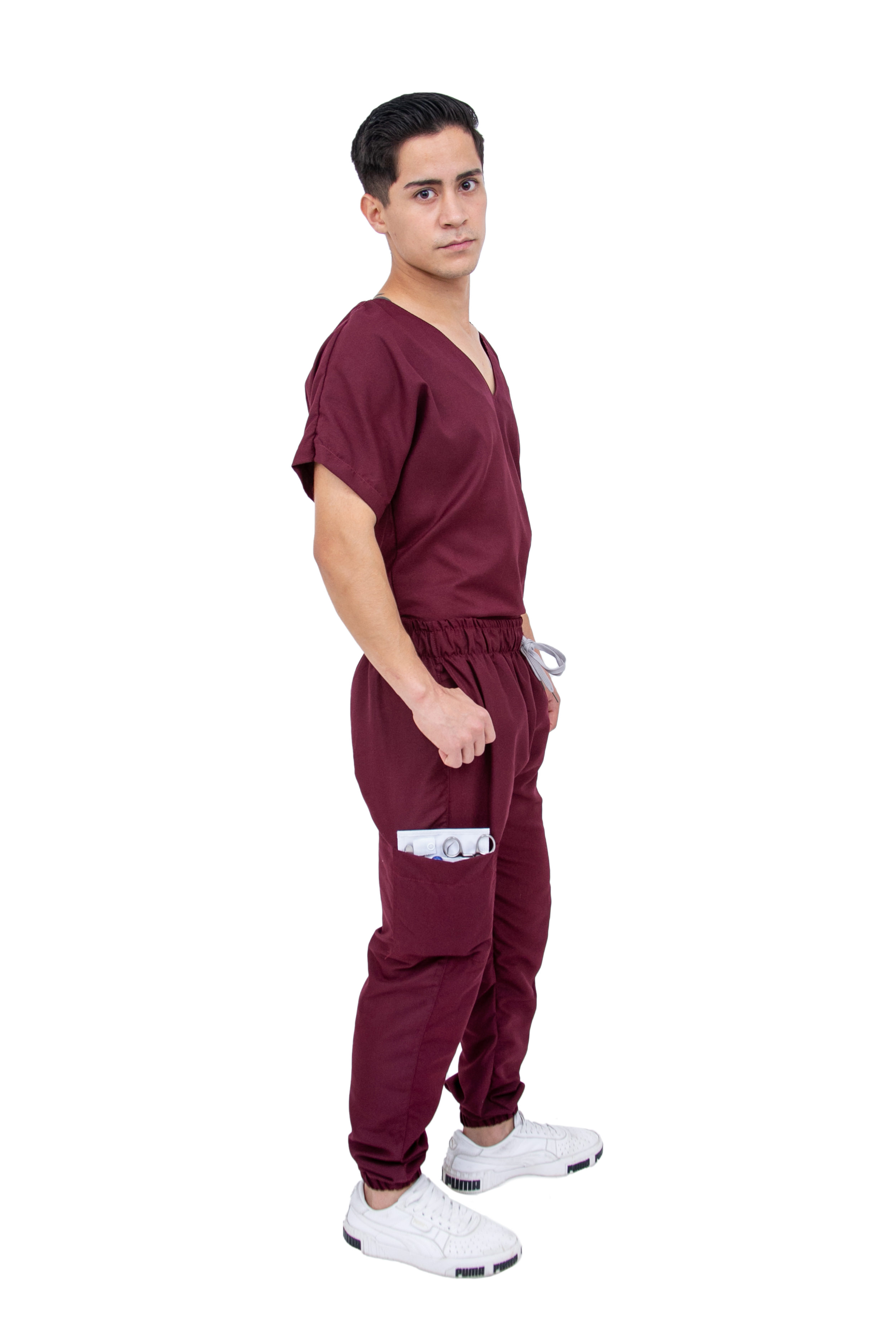 Foto 4 pulgar | Pijama Quirúrgica Jogger Vino para Hombre