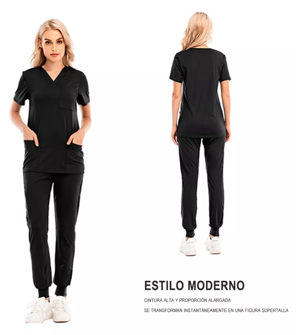 Foto 4 pulgar | Conjunto De Trabajo De Uniforme Quirúrgico Para Hospital Mediano, Negro
