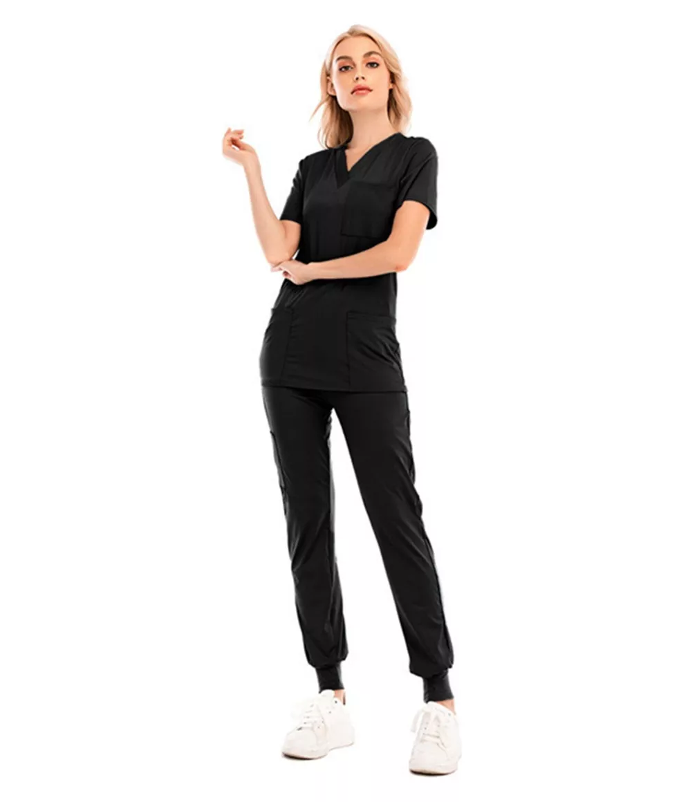 Foto 2 | Conjunto De Trabajo De Uniforme Quirúrgico Para Hospital Mediano, Negro