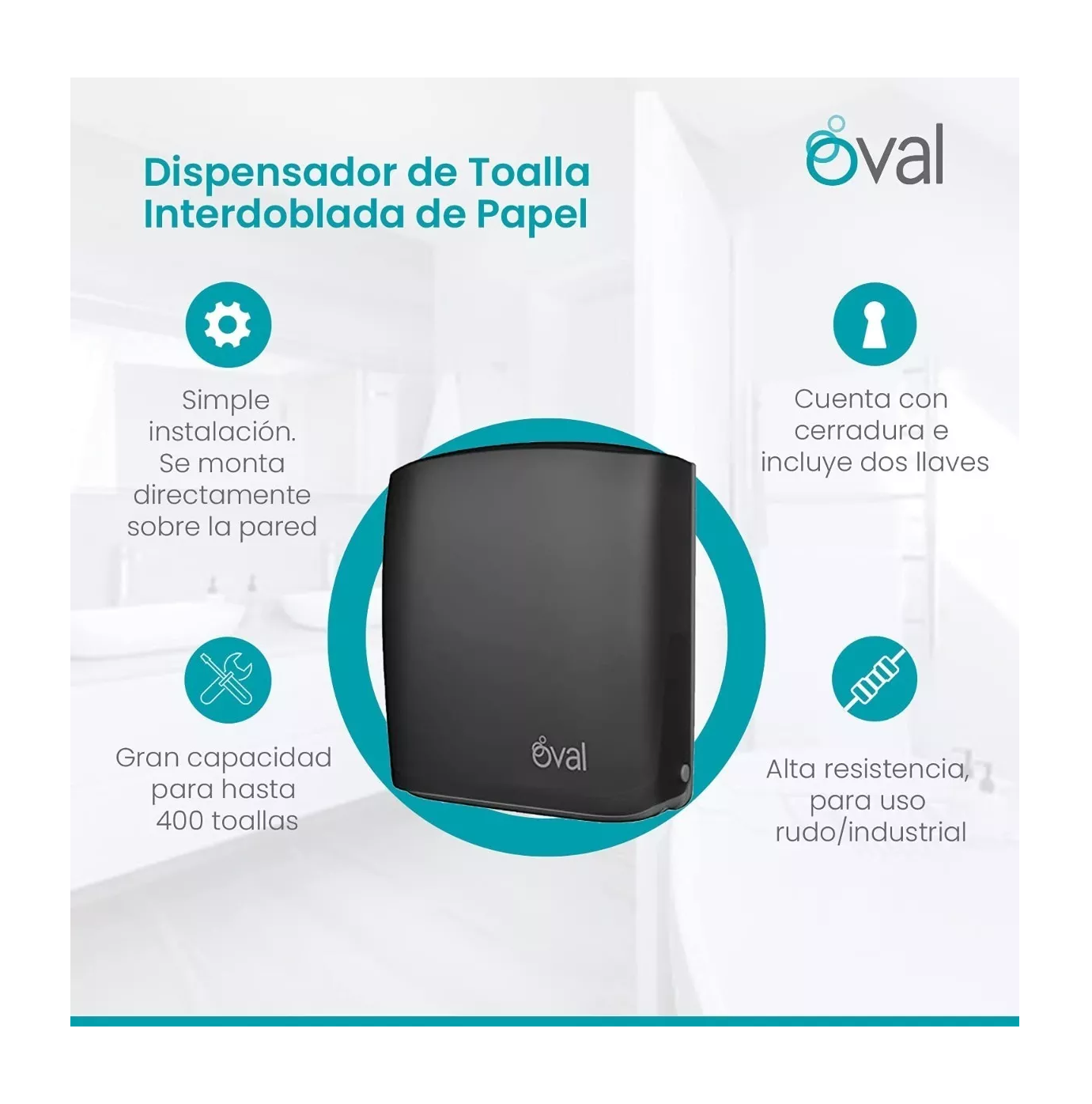 Foto 3 pulgar | Dispensador de Toallas Oval color Negro