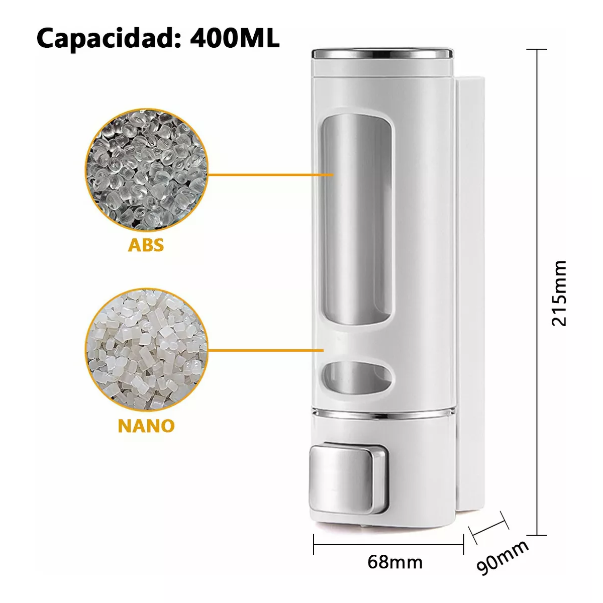 Foto 4 pulgar | Dispensador De Jabón Líquido Despachador De Champú Gel 2 Pzs Eo Safe Imports Esi-16337  Blanco