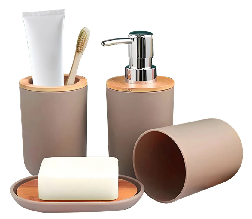 Foto 2 pulgar | Accesorios De Baño Set De 4 Piezas Xtellar Marrón Beige