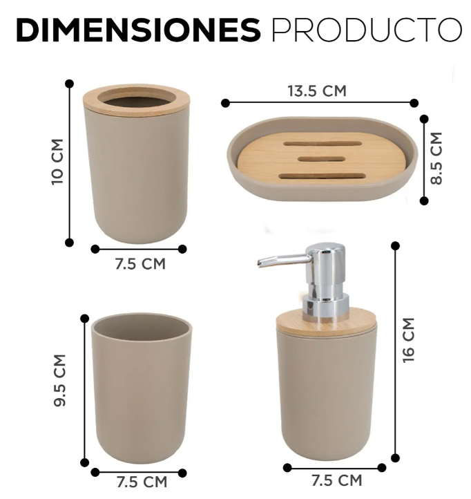 Foto 2 | Accesorios De Baño Set De 4 Piezas Xtellar Marrón Beige