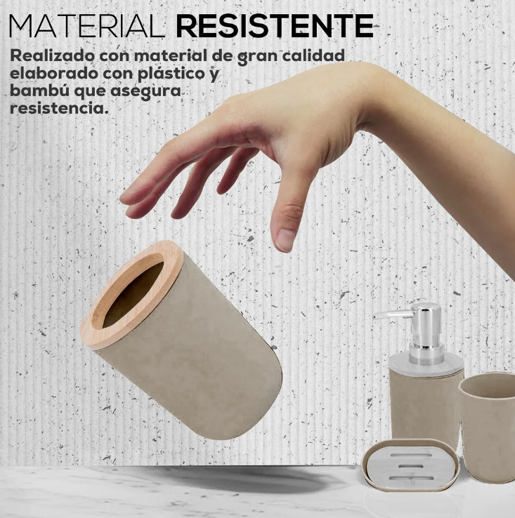Foto 4 pulgar | Accesorios De Baño Set De 4 Piezas Xtellar Marrón Beige