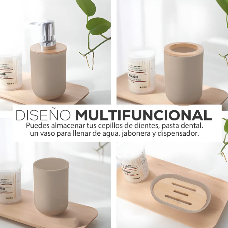 Foto 5 pulgar | Accesorios De Baño Set De 4 Piezas Xtellar Marrón Beige