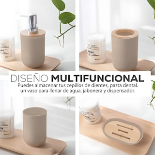 Foto 4 | Accesorios De Baño Set De 4 Piezas Xtellar Marrón Beige