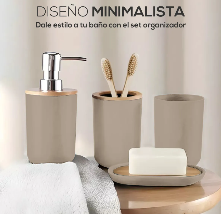 Foto 6 pulgar | Accesorios De Baño Set De 4 Piezas Xtellar Marrón Beige