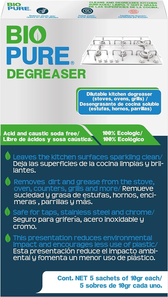 Foto 1 | Biopure - Sachets Solubles De Desengrasante Para Cocina - Elimina La Suciedad Y Grasa De Estufas, Hornos Y Parrillas