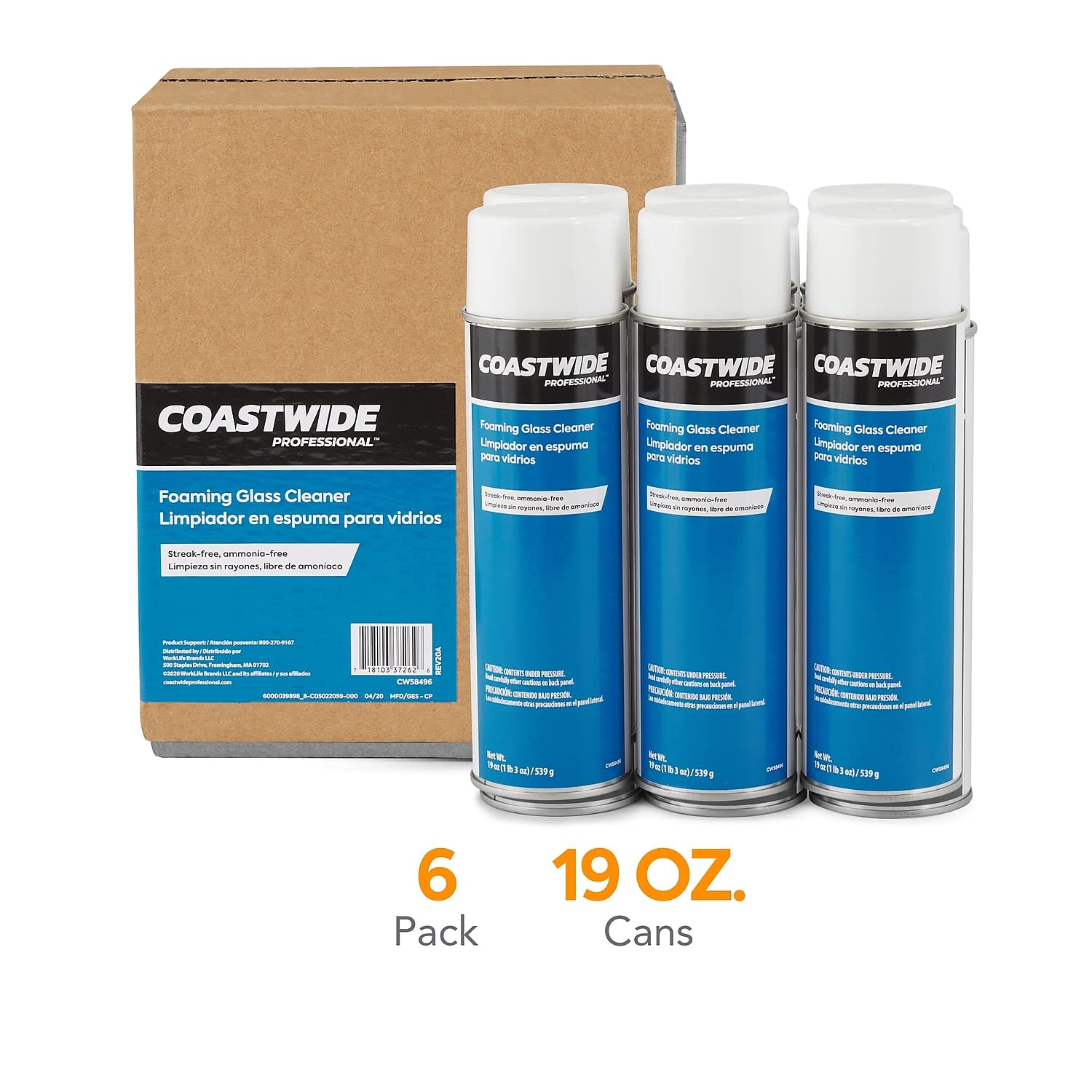 Foto 2 | Limpiador De Vidrios En Espuma Staples Coastwide 560 Ml, 6 Cajas - Venta Internacional.