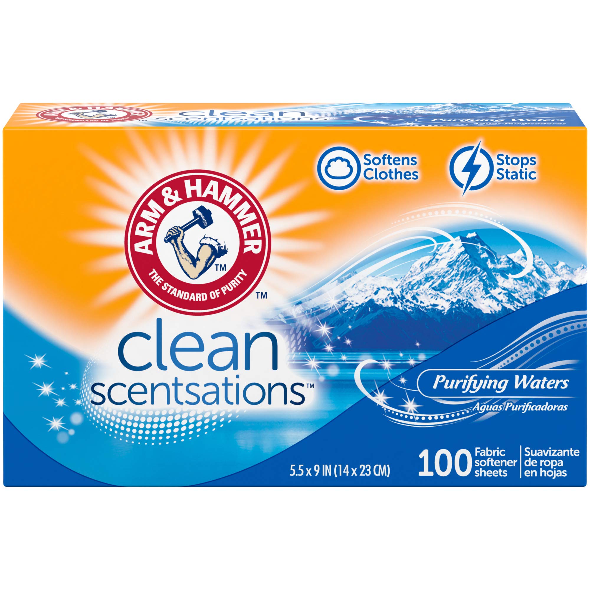 Foto 2 pulgar | Láminas Suavizantes de Telas Arm & Hammer Purifying Waters 100 Hojas - Venta Internacional