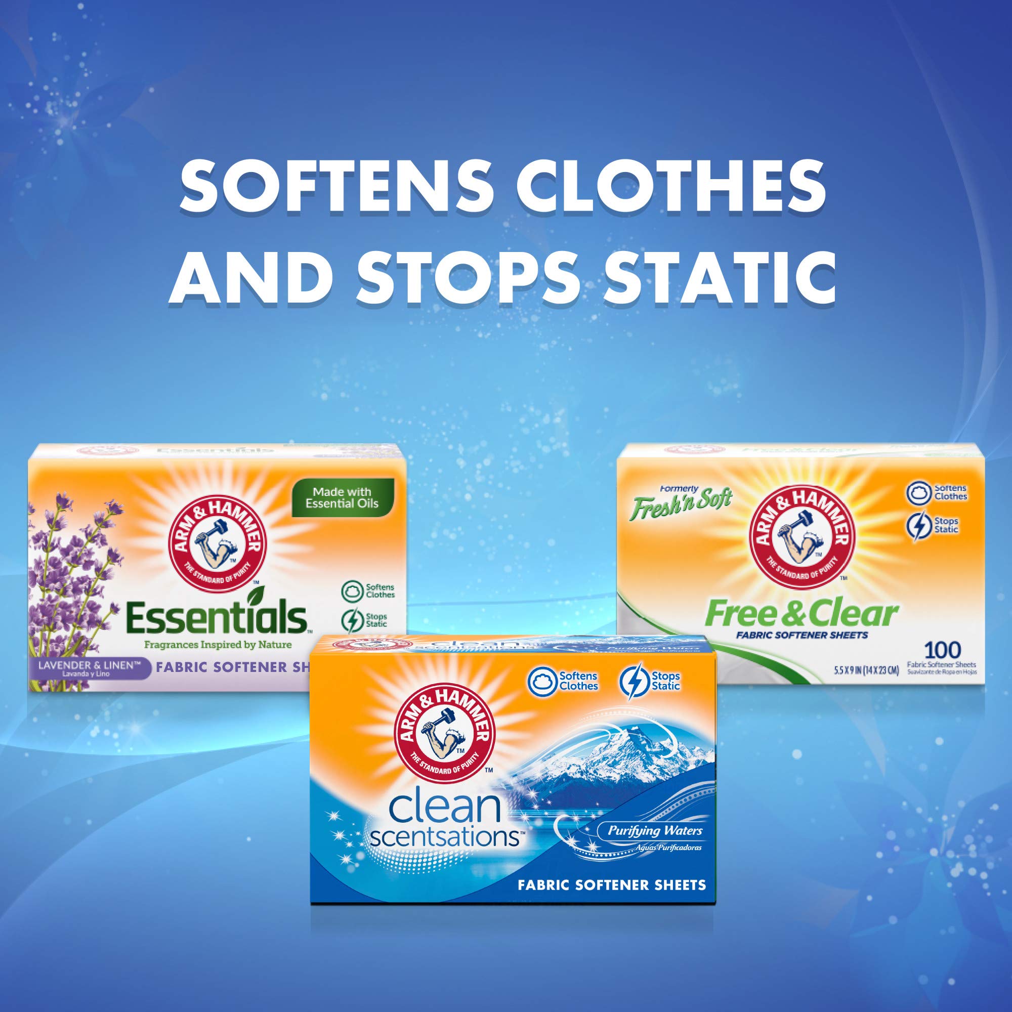 Foto 5 pulgar | Láminas Suavizantes de Telas Arm & Hammer Purifying Waters 100 Hojas - Venta Internacional