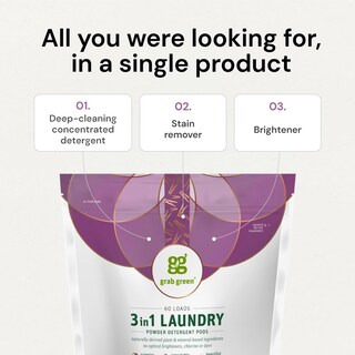 Foto 5 | Detergente Para Ropa En Cápsulas Grab Green 3 En 1, 60 Unidades, Sin Fragancia - Venta Internacional.