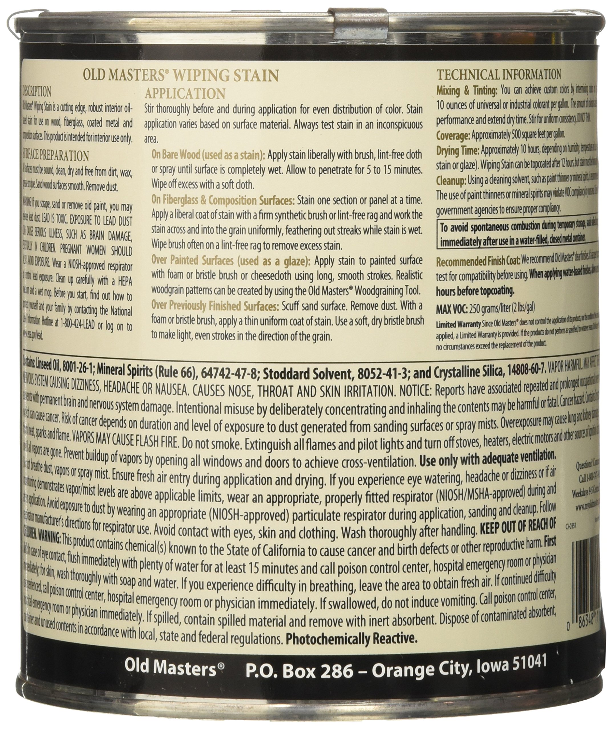 Foto 2 | Tinte De Limpieza Con Aceite Old Masters Neutral Tint Base 11104  1 L - Venta Internacional.