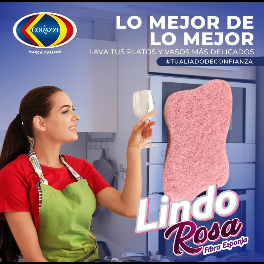 Foto 3 pulgar | Fibra Esponja Lindo Rosa Corazzi Económica No Raya